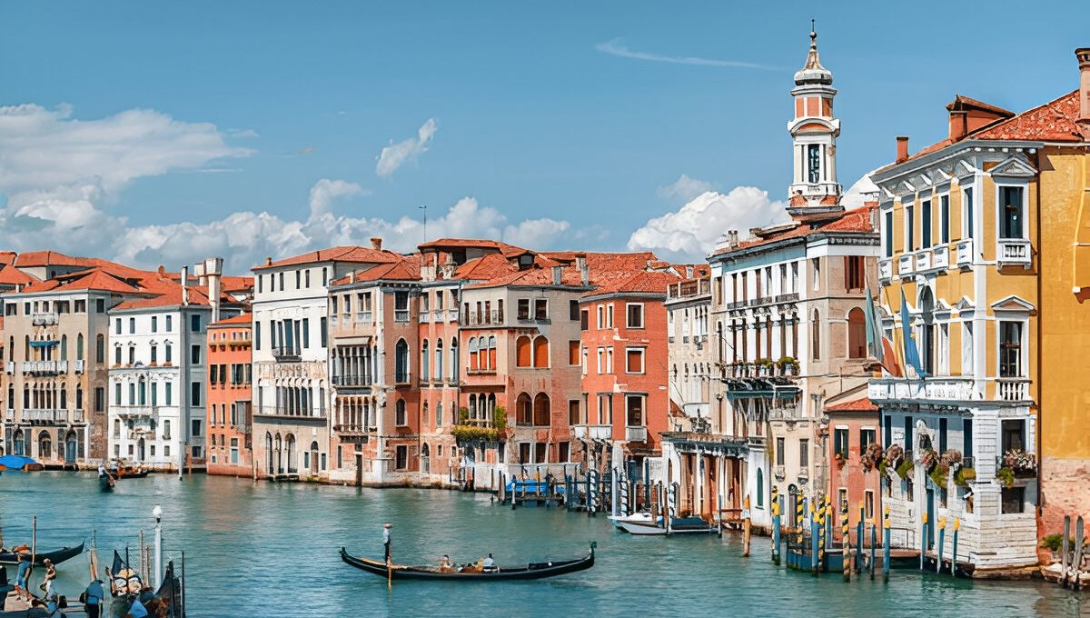 beautiful view grand canal boats Venice, Italy