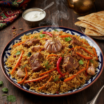 plov Azerbaijan traditional dish with saffron and nuts