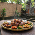 Traditional Babi Guling served with rice and sambal in Bali