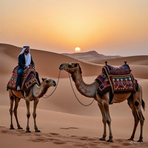 Dubai desert safari with camel rides and sunset views