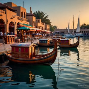 Traditional abra boats in Dubai Creek near the souks