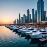 Dubai Marina skyline with yachts and waterfront