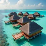 Exotic island vacation in Maldives with overwater villas and turquoise lagoons