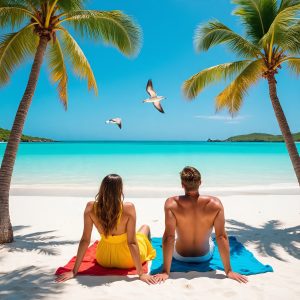 Exotic island vacation in Fiji with coral reefs and tropical beaches