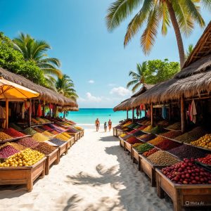 Exotic island vacation in Zanzibar with spice markets and white sand beaches