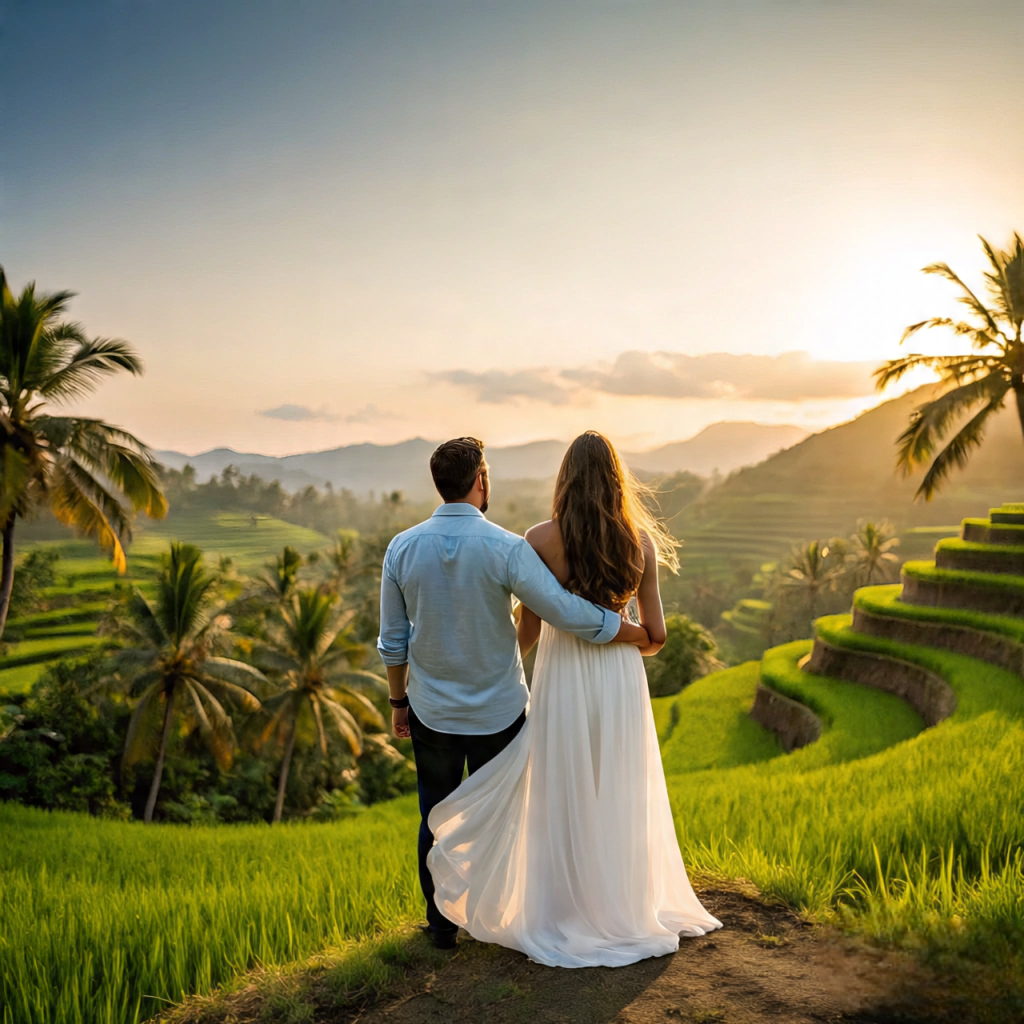 Bali honeymoon with rice terraces and tropical scenery