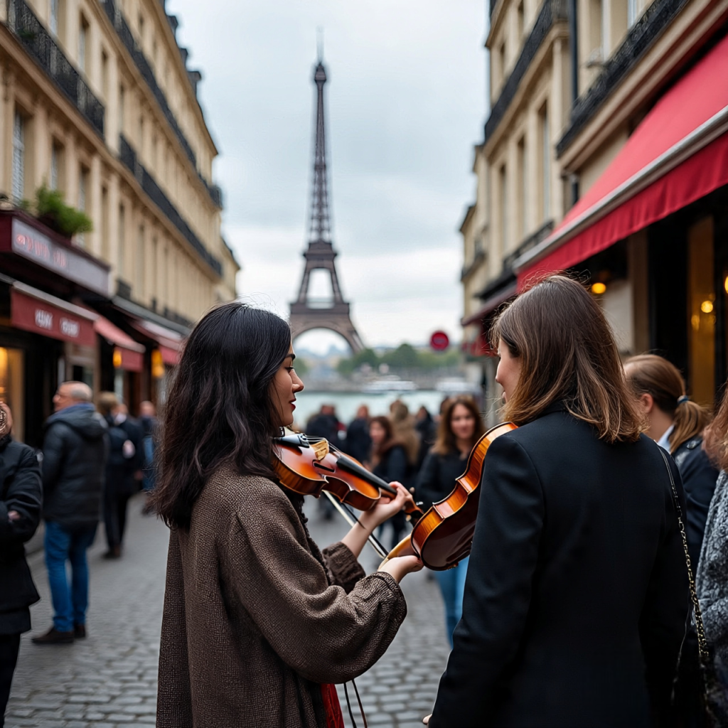 Paris honeymoon couple near Eiffel Tower