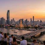 Bangkok vs Phuket city skyline