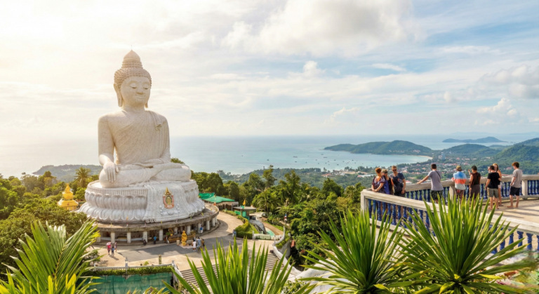 Big Buddha overlooking Phuket island from the hilltop viewpoint