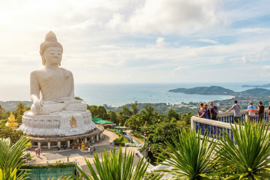 Big Buddha overlooking Phuket island from the hilltop viewpoint