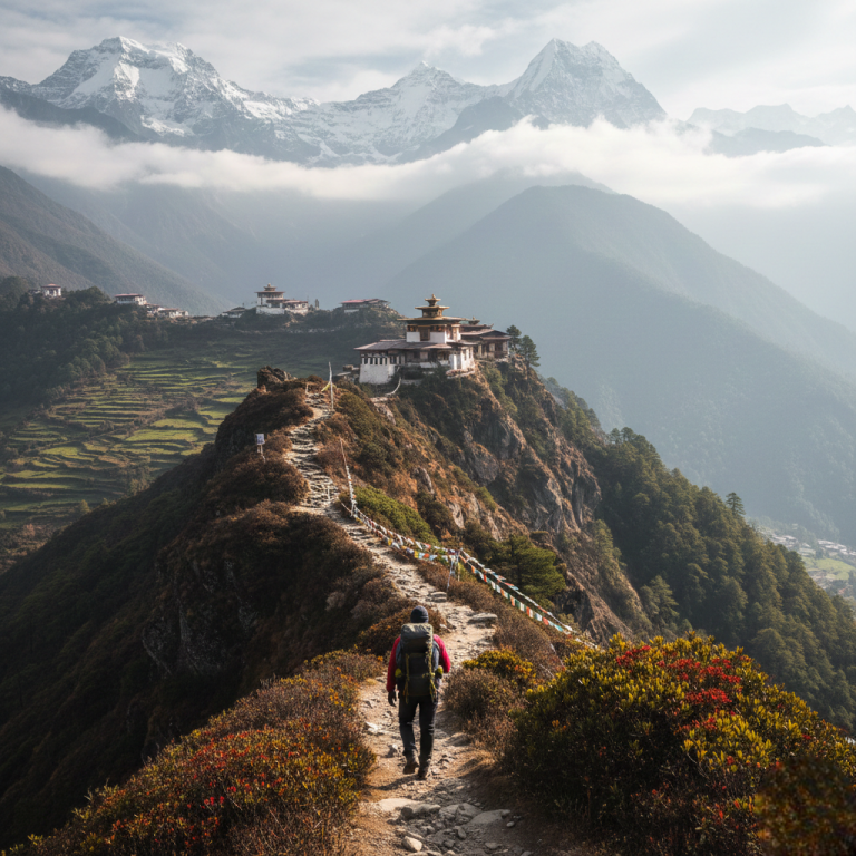 Himalayan trekking route for adventure travel in Bhutan