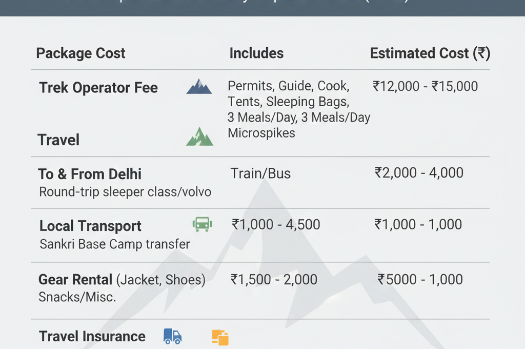 Simple trek cost breakdown chart showing expenses.