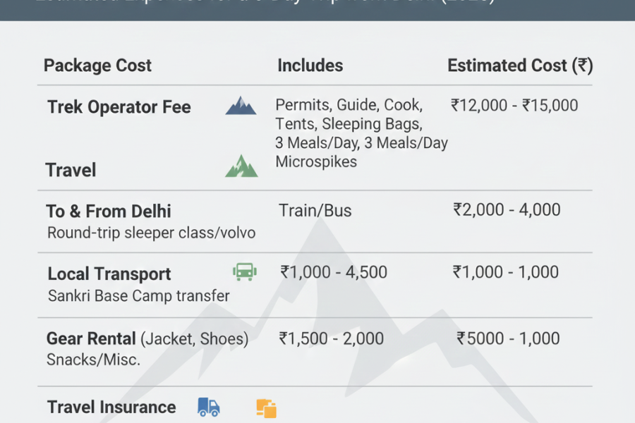 Simple trek cost breakdown chart showing expenses.