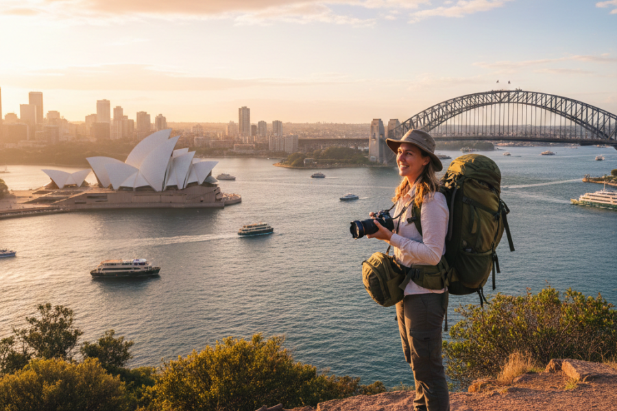 Traveller exploring Sydney on a Working Holiday Visa Australia.