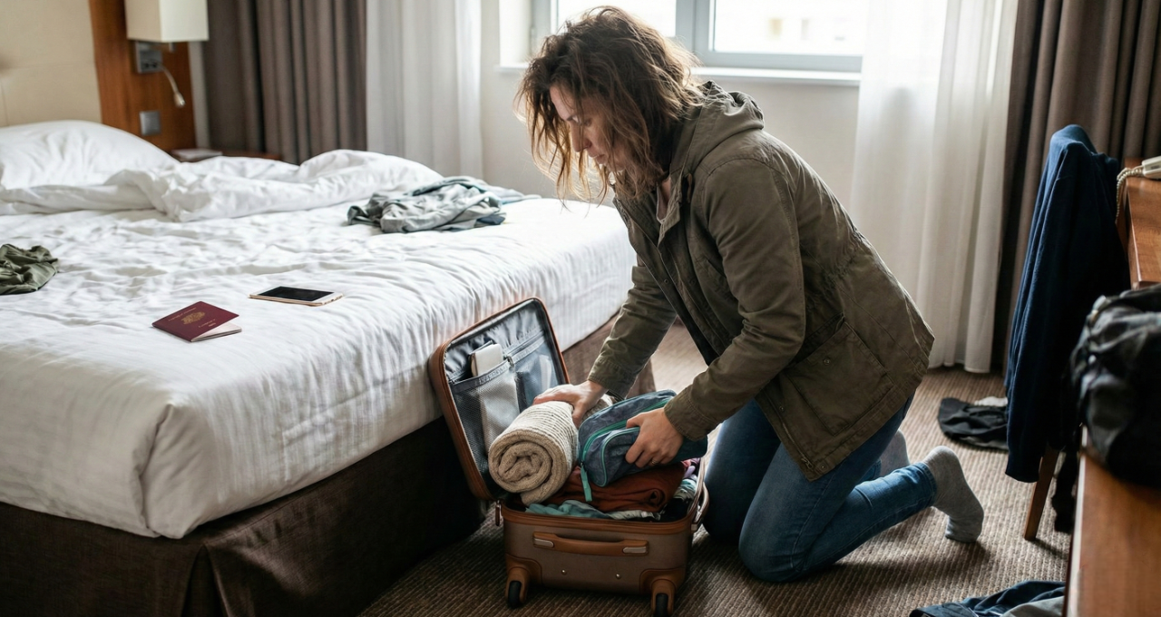 Packing essentials for urgent travel.