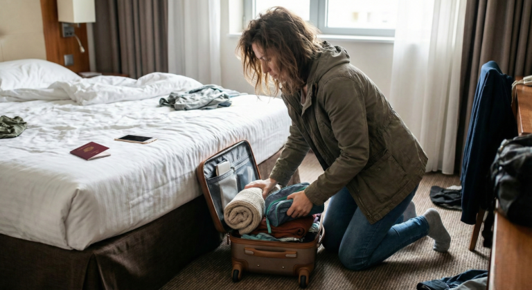 Packing essentials for urgent travel.