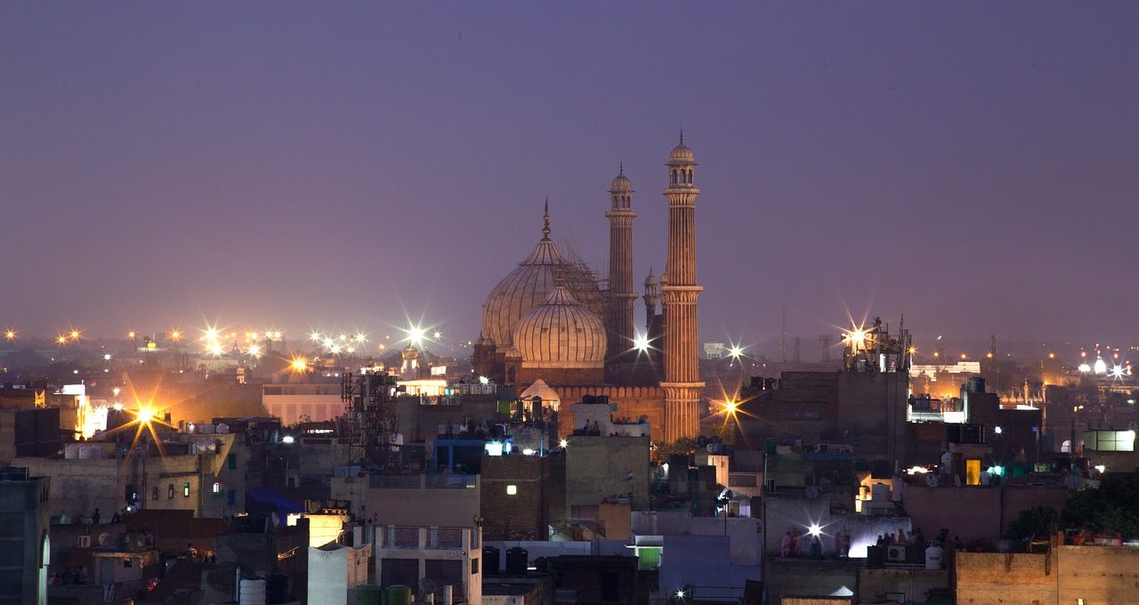 Busy street view of Chandni Chowk in Old Delhi